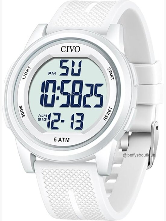 Digital Watch for Women Men, 44mm, Ultra-Thin Silicone Strap, Water Resistant main image 7
